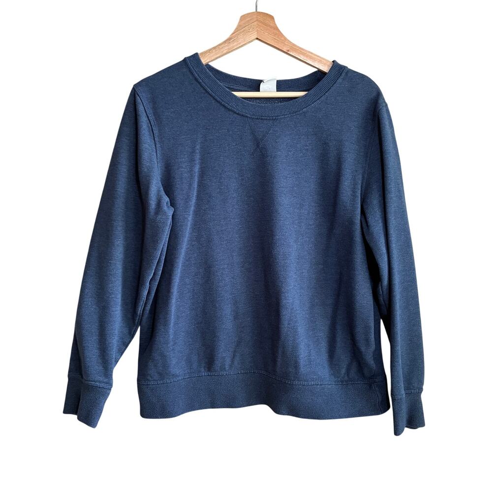 Amazon‎ essentials navy blue crewneck fleece pullover sweater women's size large